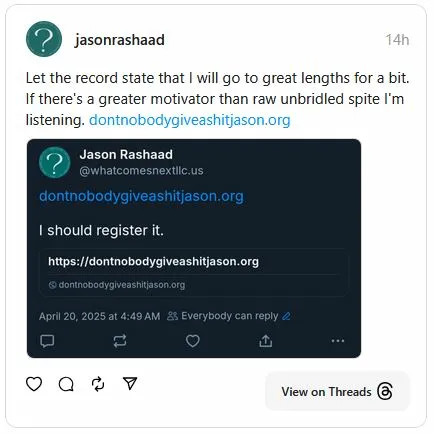 Jason Rashaad Threads post